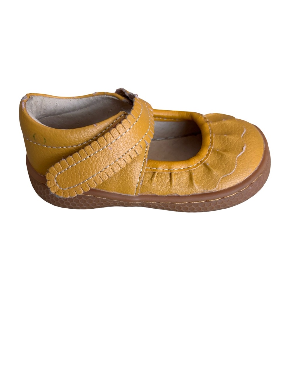 Livie & Luca Leather Mary Jane Shoes Size 4 Infant FALL Yellow Gold - Picture 7 of 11